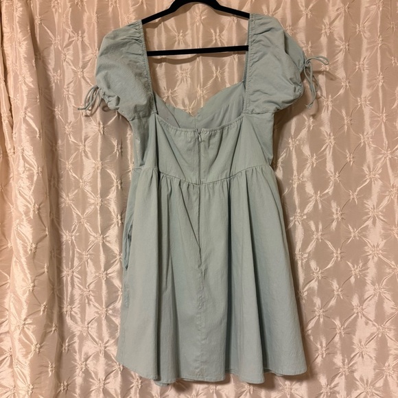 Abercrombie & Fitch Light Blue Sweetheart Neck Puff Babydoll Mini Dress A&F - Picture 7 of 13